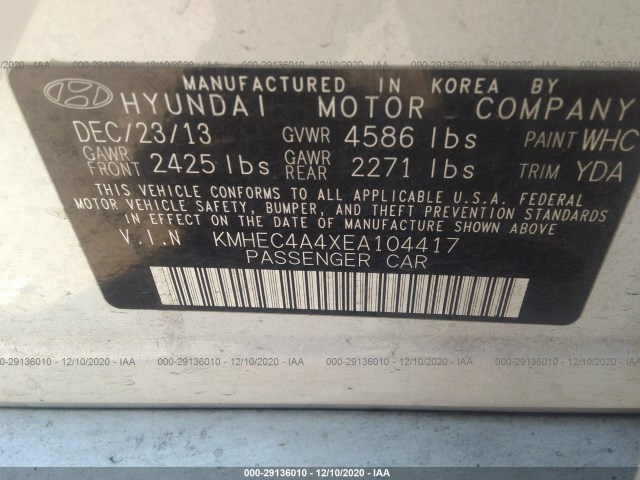 Photo 8 VIN: KMHEC4A4XEA104417 - HYUNDAI SONATA 