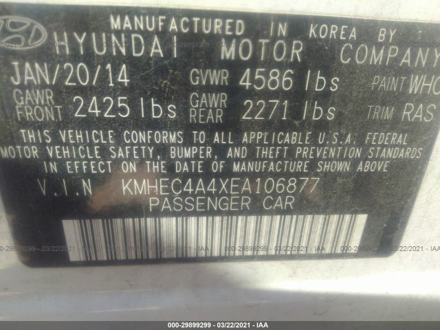 Photo 8 VIN: KMHEC4A4XEA106877 - HYUNDAI SONATA HYBRID 