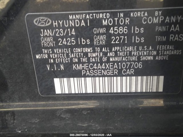 Photo 8 VIN: KMHEC4A4XEA107706 - HYUNDAI SONATA 