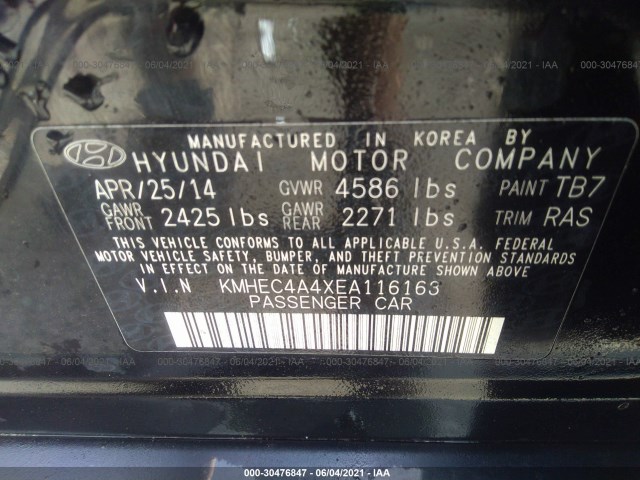 Photo 8 VIN: KMHEC4A4XEA116163 - HYUNDAI SONATA HYBRID 