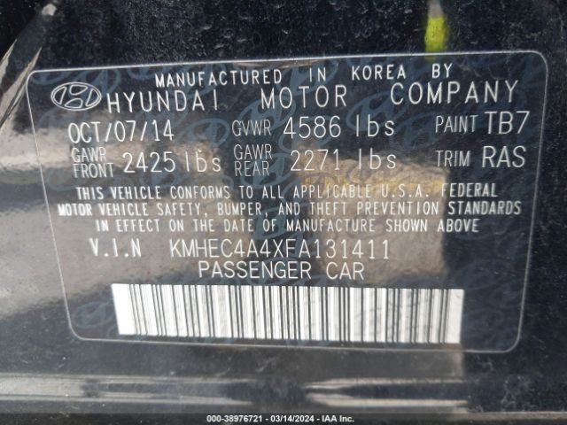 Photo 8 VIN: KMHEC4A4XFA131411 - HYUNDAI SONATA HYBRID 