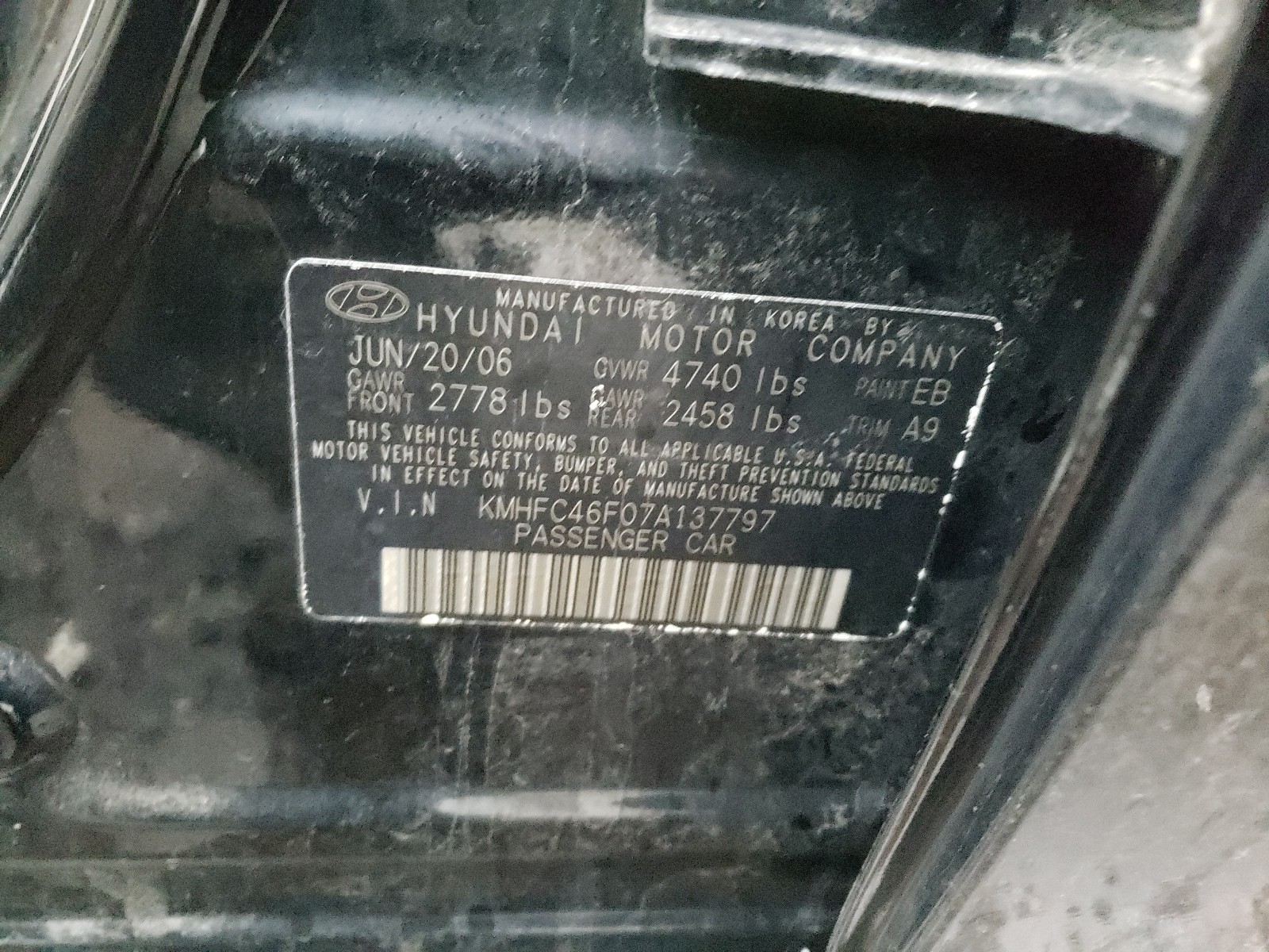 Photo 9 VIN: KMHFC46F07A137797 - HYUNDAI AZERA SE 