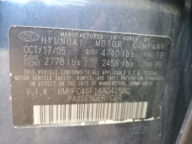 Photo 12 VIN: KMHFC46F16A040560 - HYUNDAI AZERA SE 