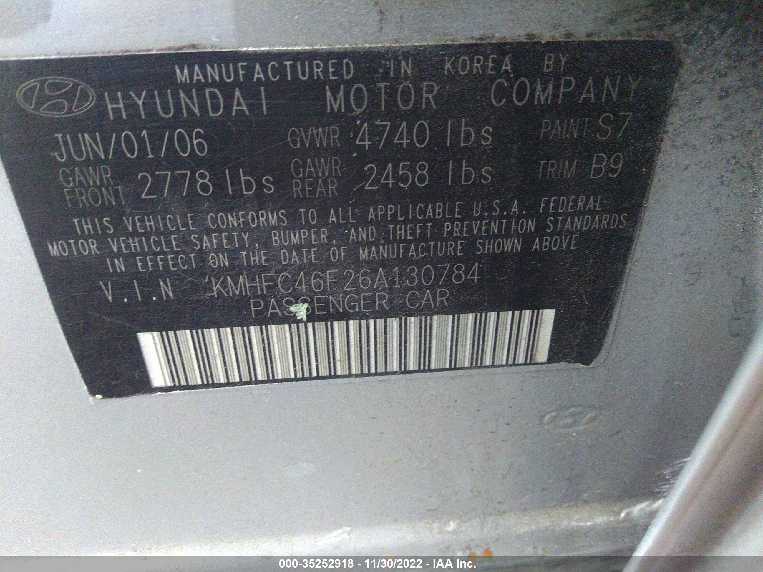 Photo 8 VIN: KMHFC46F26A130784 - HYUNDAI AZERA 