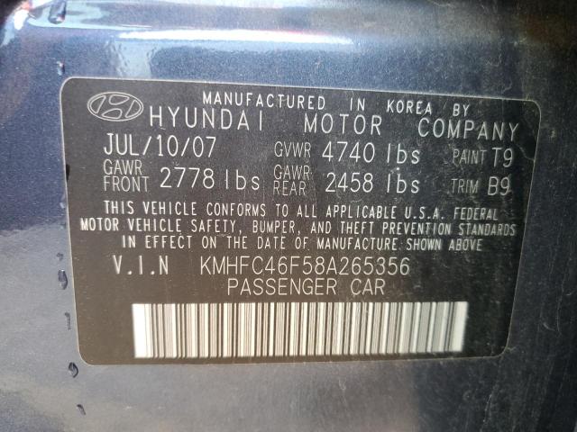 Photo 11 VIN: KMHFC46F58A265356 - HYUNDAI AZERA SE 