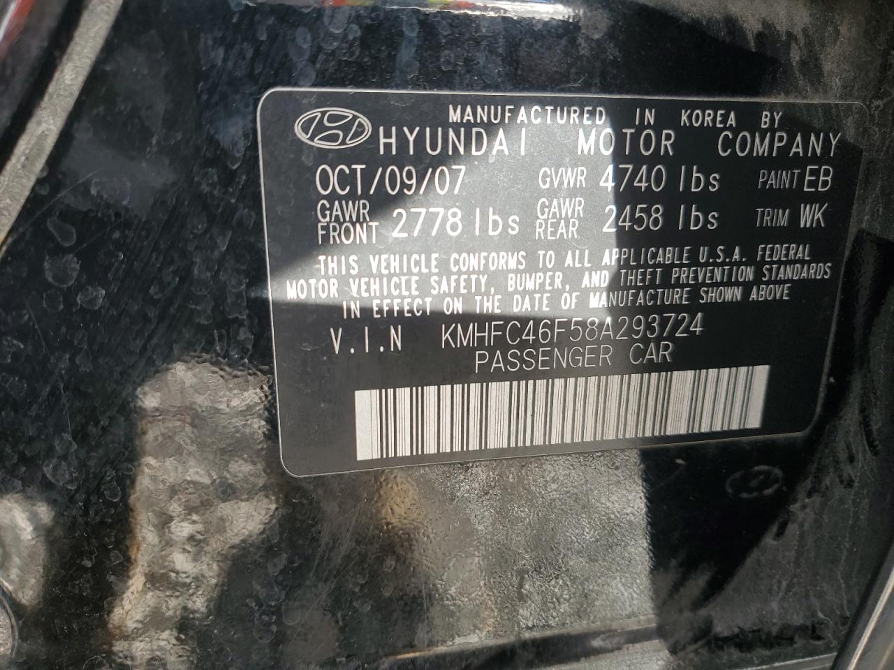 Photo 11 VIN: KMHFC46F58A293724 - HYUNDAI AZERA 