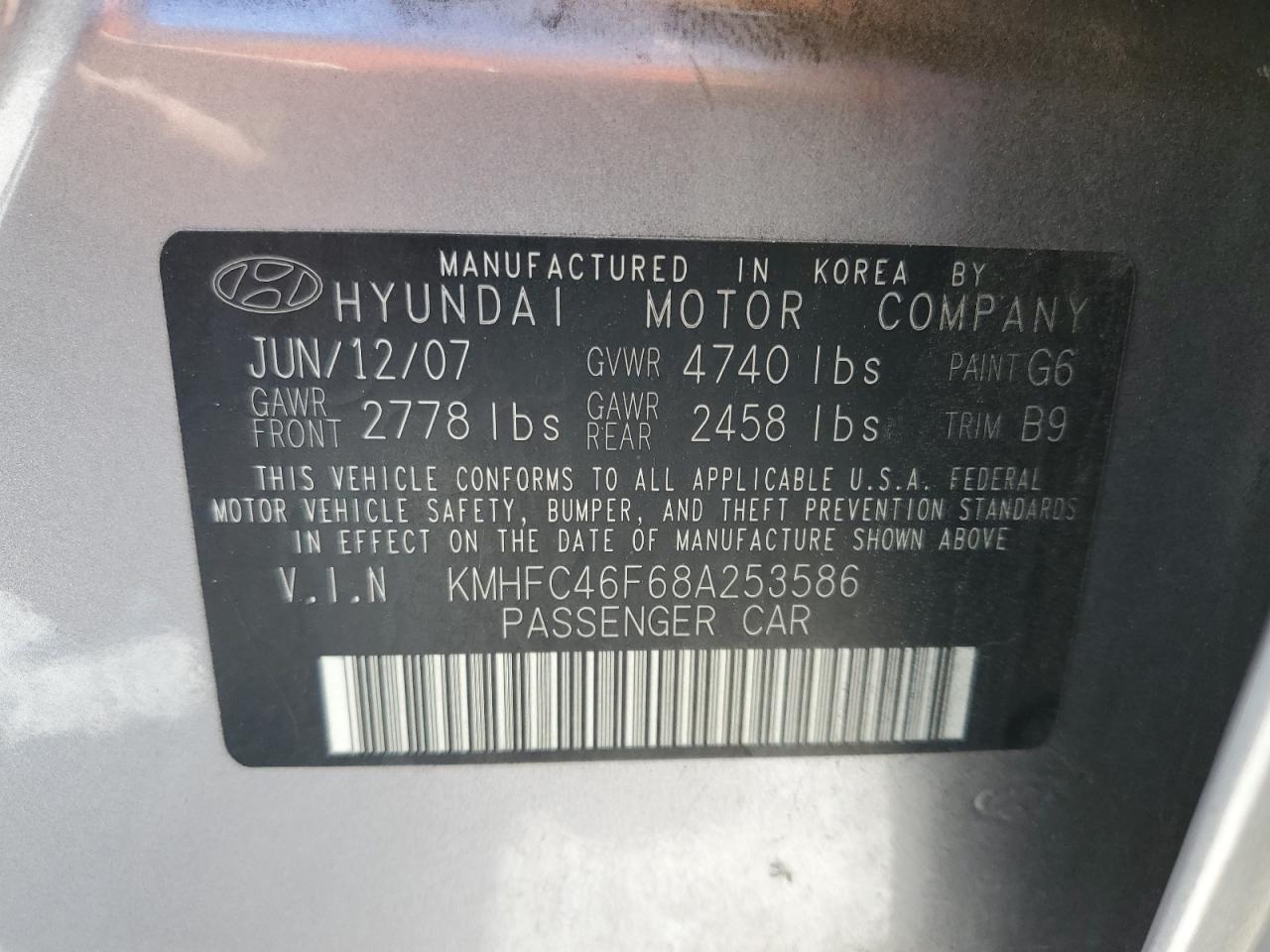 Photo 11 VIN: KMHFC46F68A253586 - HYUNDAI AZERA 