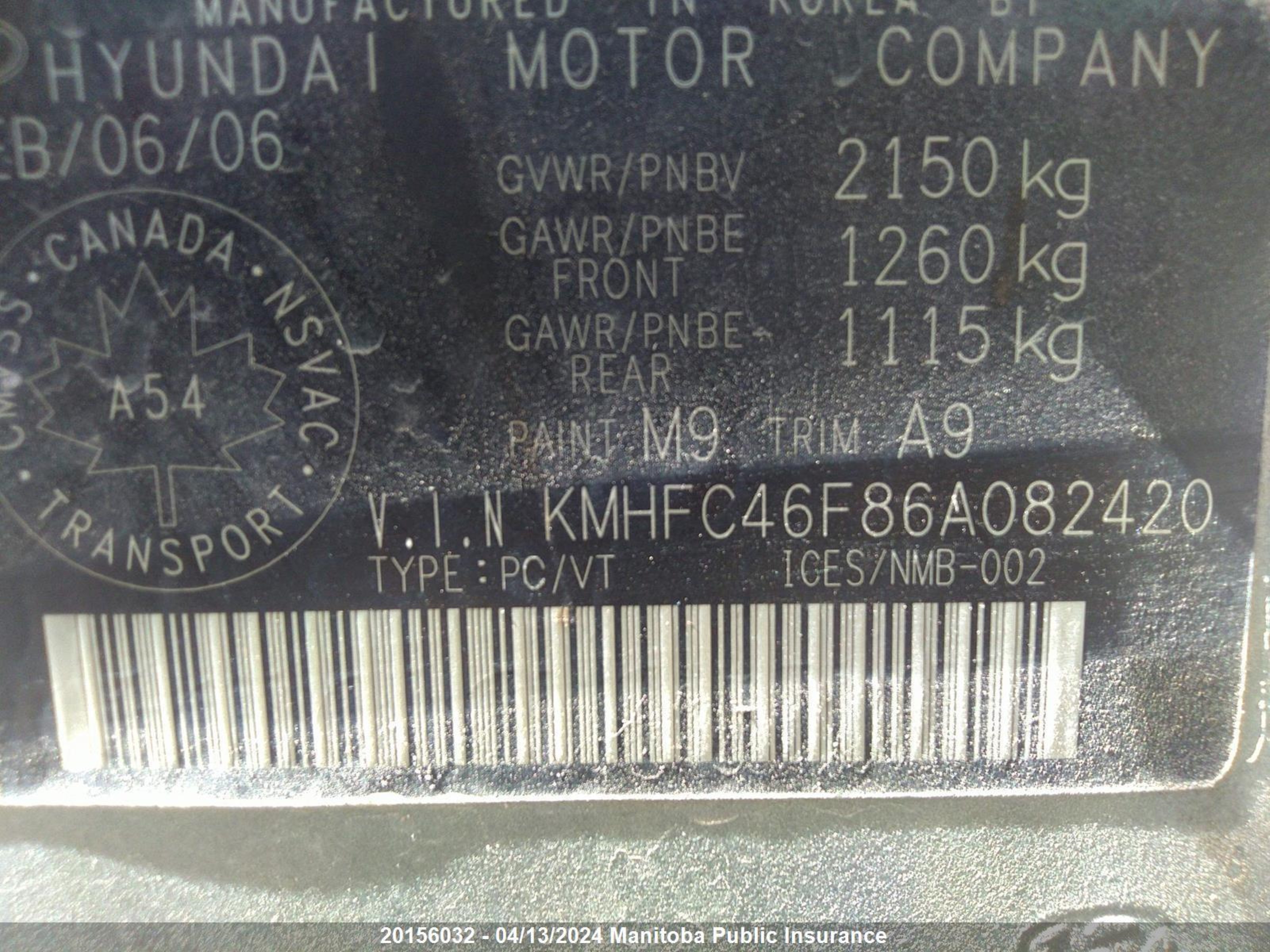 Photo 8 VIN: KMHFC46F86A082420 - HYUNDAI AZERA 