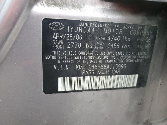 Photo 11 VIN: KMHFC46F86A115996 - HYUNDAI AZERA SE 