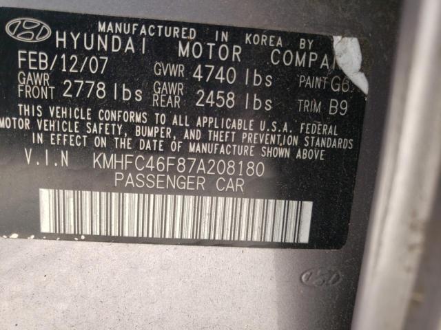 Photo 9 VIN: KMHFC46F87A208180 - HYUNDAI AZERA SE 