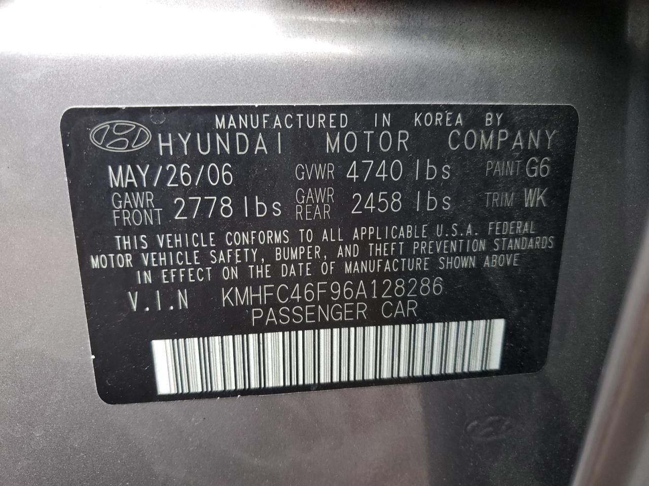 Photo 11 VIN: KMHFC46F96A128286 - HYUNDAI AZERA 