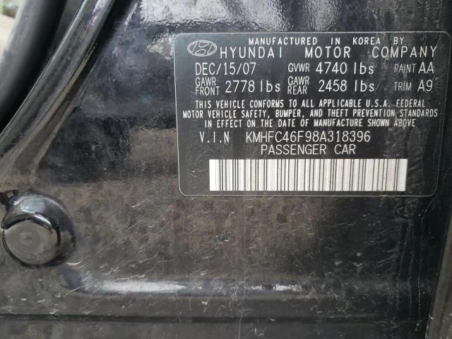 Photo 11 VIN: KMHFC46F98A318396 - HYUNDAI AZERA SE 