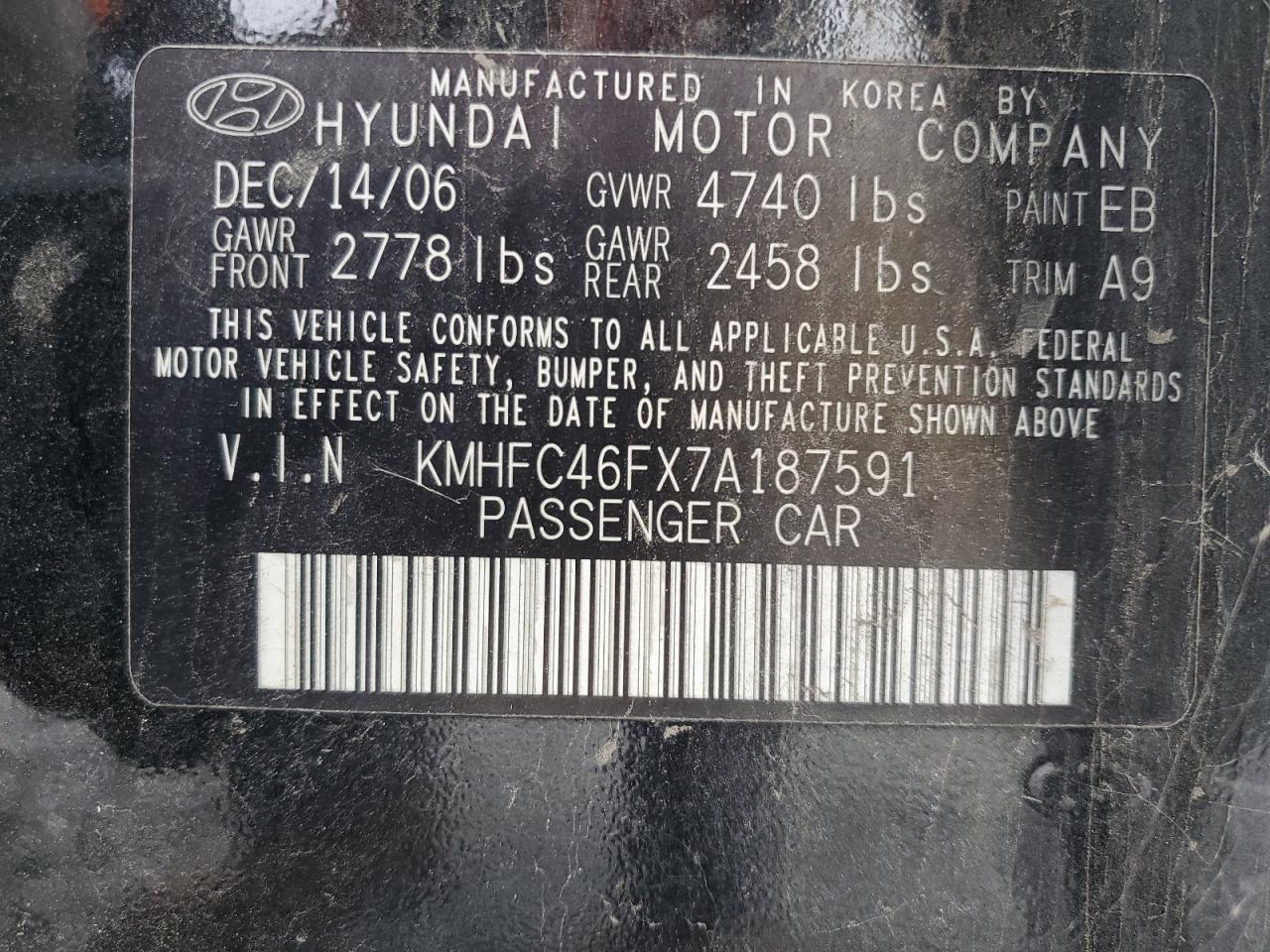 Photo 11 VIN: KMHFC46FX7A187591 - HYUNDAI AZERA 