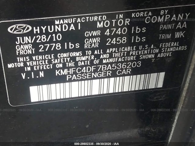 Photo 8 VIN: KMHFC4DF7BA536203 - HYUNDAI AZERA 