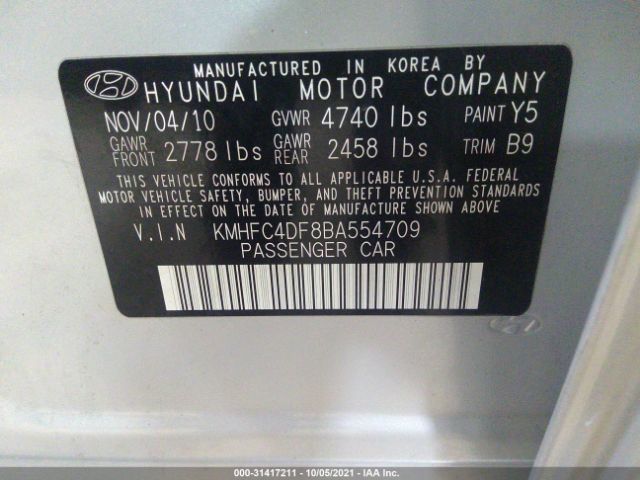 Photo 8 VIN: KMHFC4DF8BA554709 - HYUNDAI AZERA 