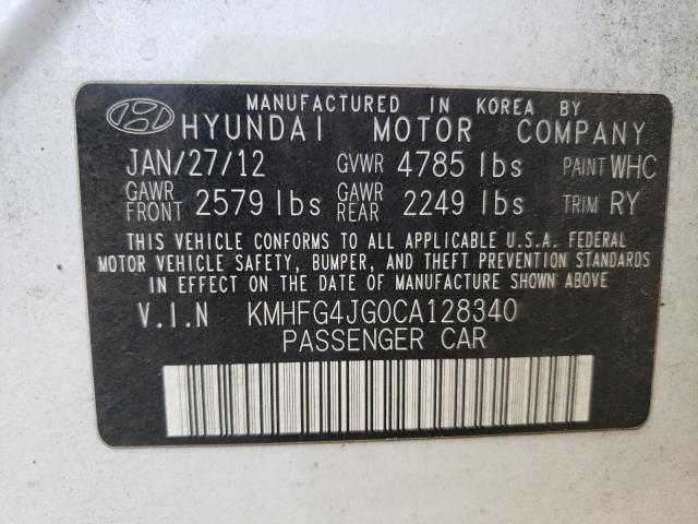 Photo 9 VIN: KMHFG4JG0CA128340 - HYUNDAI AZERA GLS 