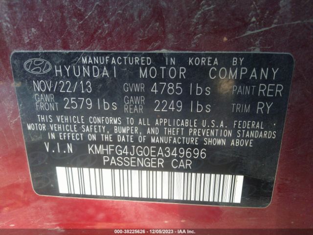 Photo 8 VIN: KMHFG4JG0EA349696 - HYUNDAI AZERA 