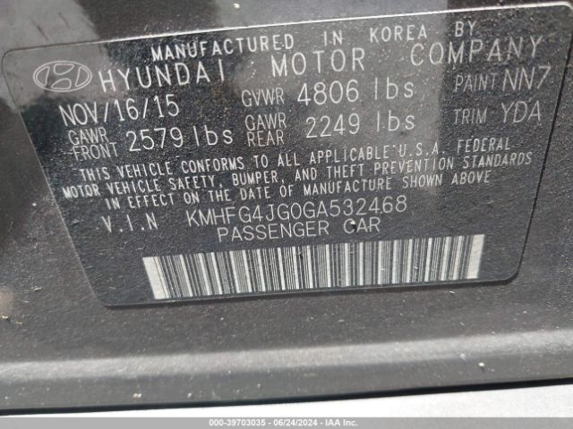 Photo 8 VIN: KMHFG4JG0GA532468 - HYUNDAI AZERA 