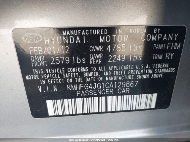 Photo 8 VIN: KMHFG4JG1CA129867 - HYUNDAI AZERA 