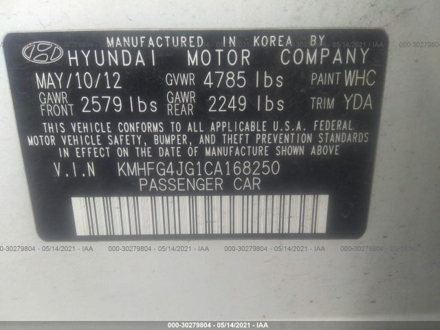 Photo 8 VIN: KMHFG4JG1CA168250 - HYUNDAI AZERA 