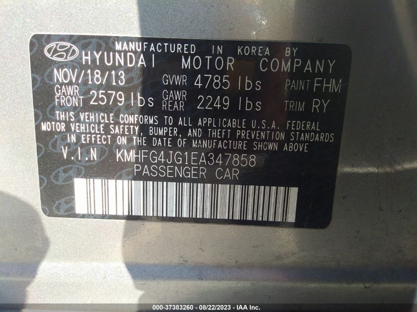 Photo 8 VIN: KMHFG4JG1EA347858 - HYUNDAI AZERA 