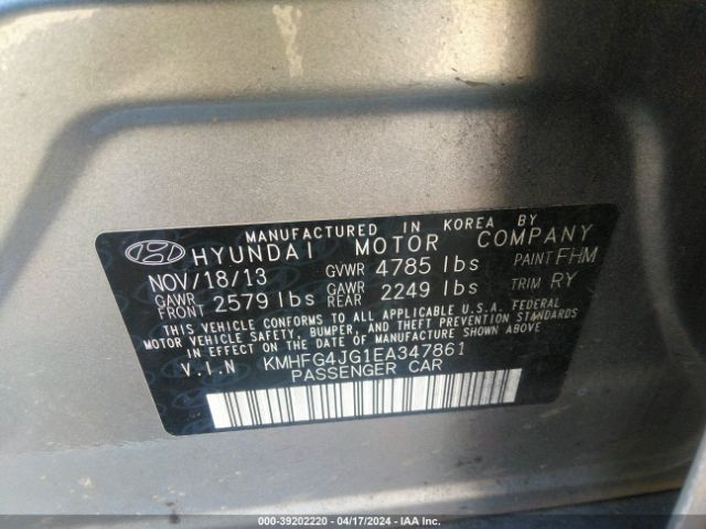 Photo 8 VIN: KMHFG4JG1EA347861 - HYUNDAI AZERA 