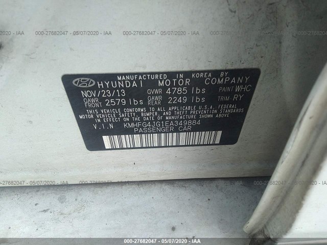 Photo 8 VIN: KMHFG4JG1EA349884 - HYUNDAI AZERA 