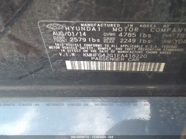 Photo 8 VIN: KMHFG4JG1EA418220 - HYUNDAI AZERA 