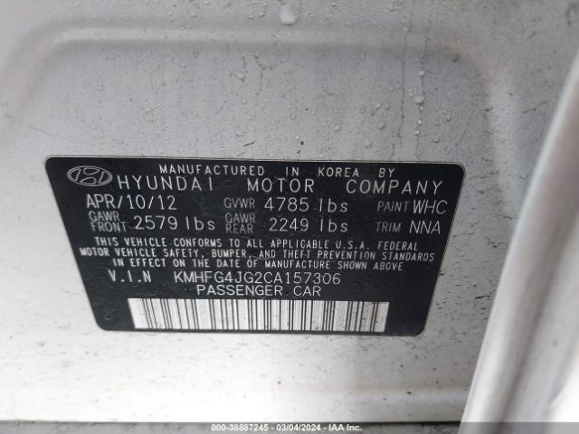 Photo 8 VIN: KMHFG4JG2CA157306 - HYUNDAI AZERA 