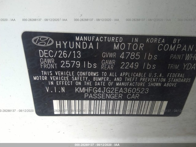 Photo 8 VIN: KMHFG4JG2EA360523 - HYUNDAI AZERA 