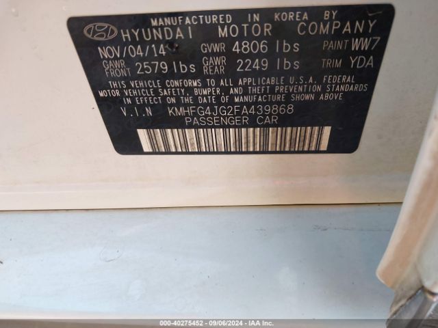 Photo 8 VIN: KMHFG4JG2FA439868 - HYUNDAI AZERA 