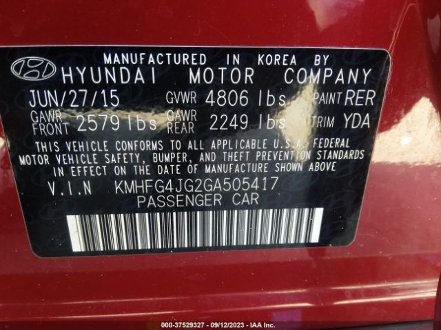 Photo 8 VIN: KMHFG4JG2GA505417 - HYUNDAI AZERA 