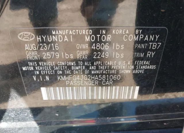 Photo 8 VIN: KMHFG4JG2HA581060 - HYUNDAI AZERA 