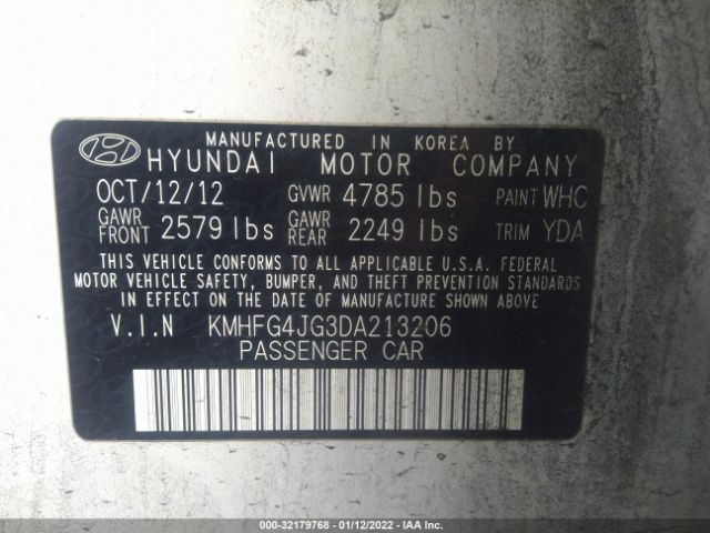 Photo 8 VIN: KMHFG4JG3DA213206 - HYUNDAI AZERA 