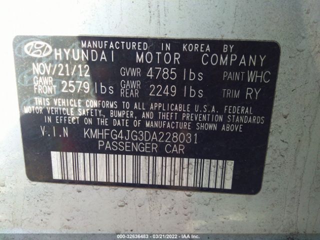 Photo 8 VIN: KMHFG4JG3DA228031 - HYUNDAI AZERA 