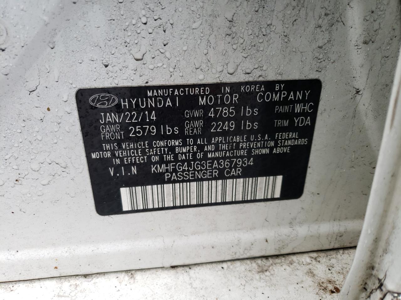 Photo 11 VIN: KMHFG4JG3EA367934 - HYUNDAI AZERA 