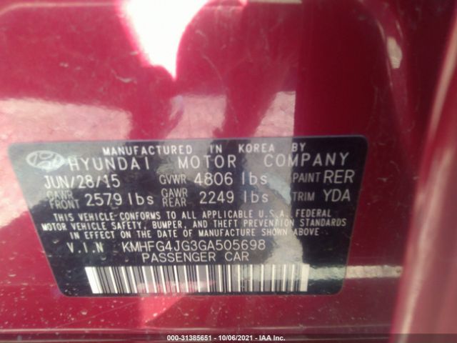 Photo 8 VIN: KMHFG4JG3GA505698 - HYUNDAI AZERA 