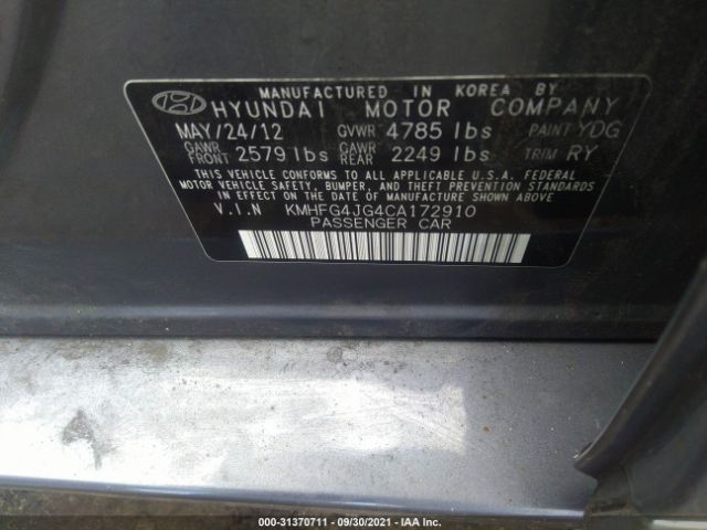 Photo 8 VIN: KMHFG4JG4CA172910 - HYUNDAI AZERA 