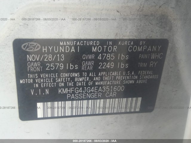 Photo 8 VIN: KMHFG4JG4EA351600 - HYUNDAI AZERA 