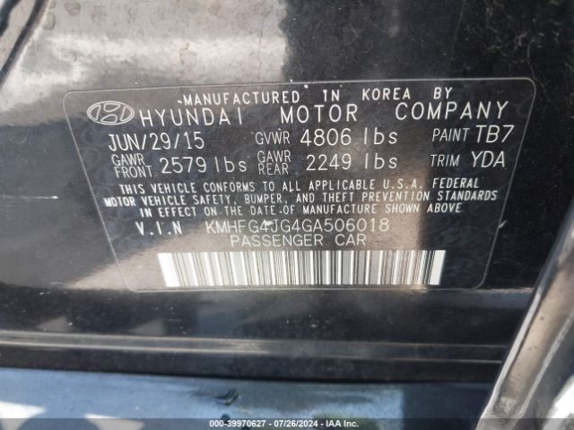 Photo 8 VIN: KMHFG4JG4GA506018 - HYUNDAI AZERA 