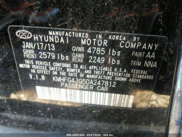 Photo 8 VIN: KMHFG4JG5DA247812 - HYUNDAI AZERA 