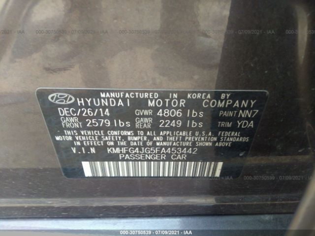 Photo 8 VIN: KMHFG4JG5FA453442 - HYUNDAI AZERA 