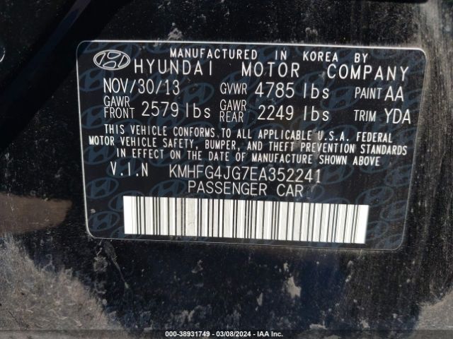 Photo 8 VIN: KMHFG4JG7EA352241 - HYUNDAI AZERA 