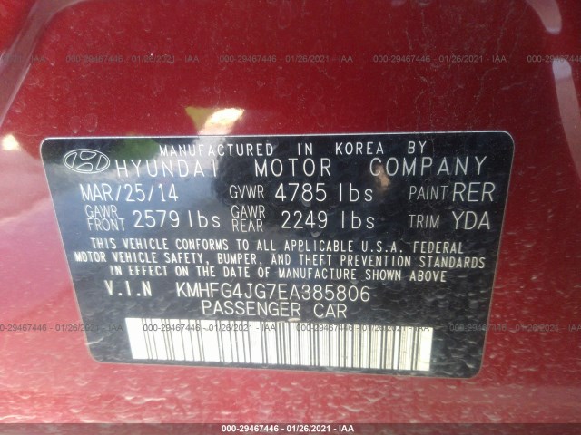 Photo 8 VIN: KMHFG4JG7EA385806 - HYUNDAI AZERA 