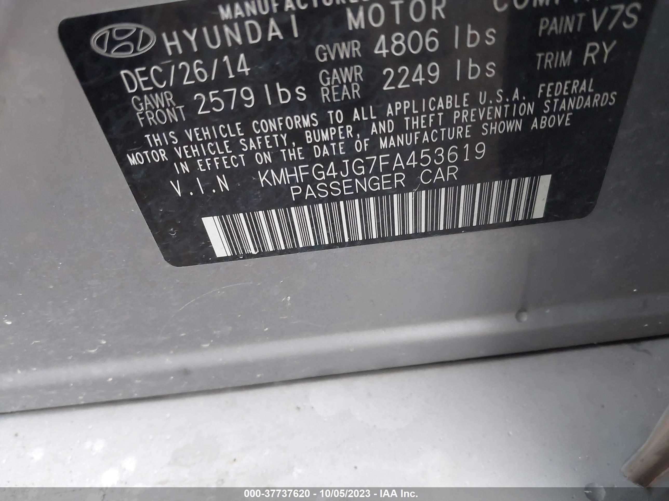 Photo 8 VIN: KMHFG4JG7FA453619 - HYUNDAI AZERA 