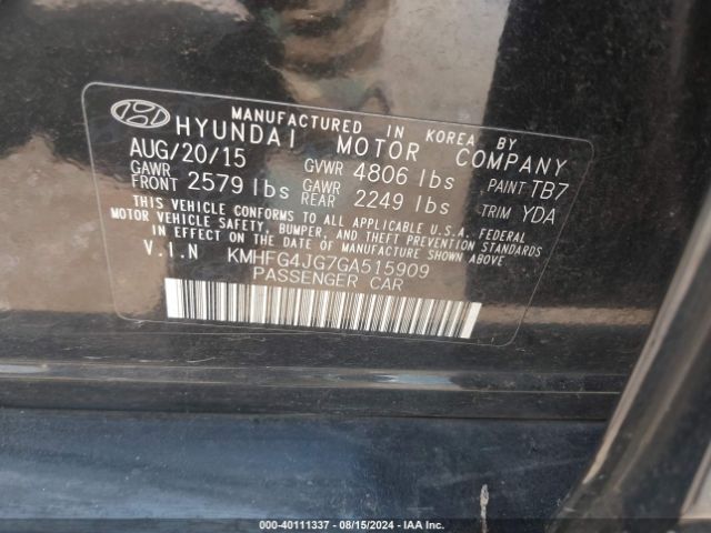 Photo 8 VIN: KMHFG4JG7GA515909 - HYUNDAI AZERA 