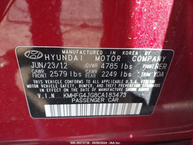 Photo 8 VIN: KMHFG4JG8CA183473 - HYUNDAI AZERA 