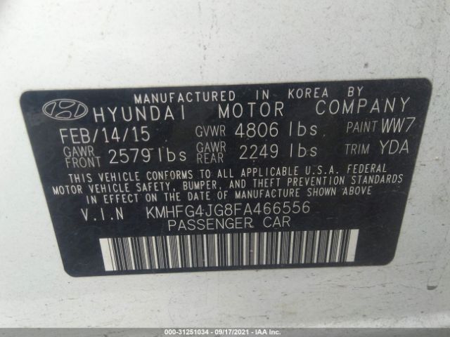 Photo 8 VIN: KMHFG4JG8FA466556 - HYUNDAI AZERA 