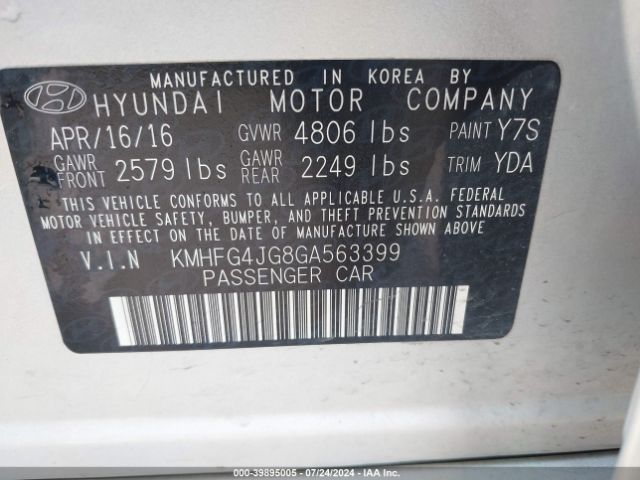 Photo 8 VIN: KMHFG4JG8GA563399 - HYUNDAI AZERA 