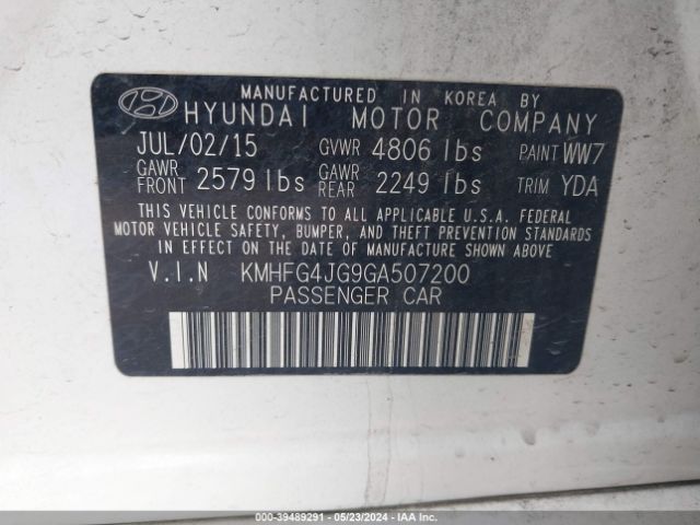 Photo 8 VIN: KMHFG4JG9GA507200 - HYUNDAI AZERA 